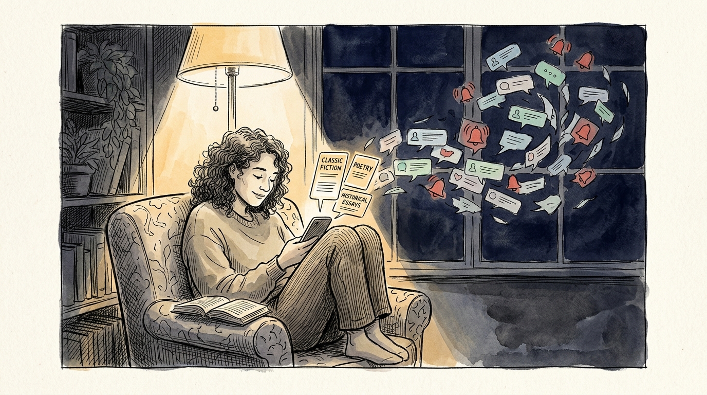Replace your social media feed with literature, card by card.